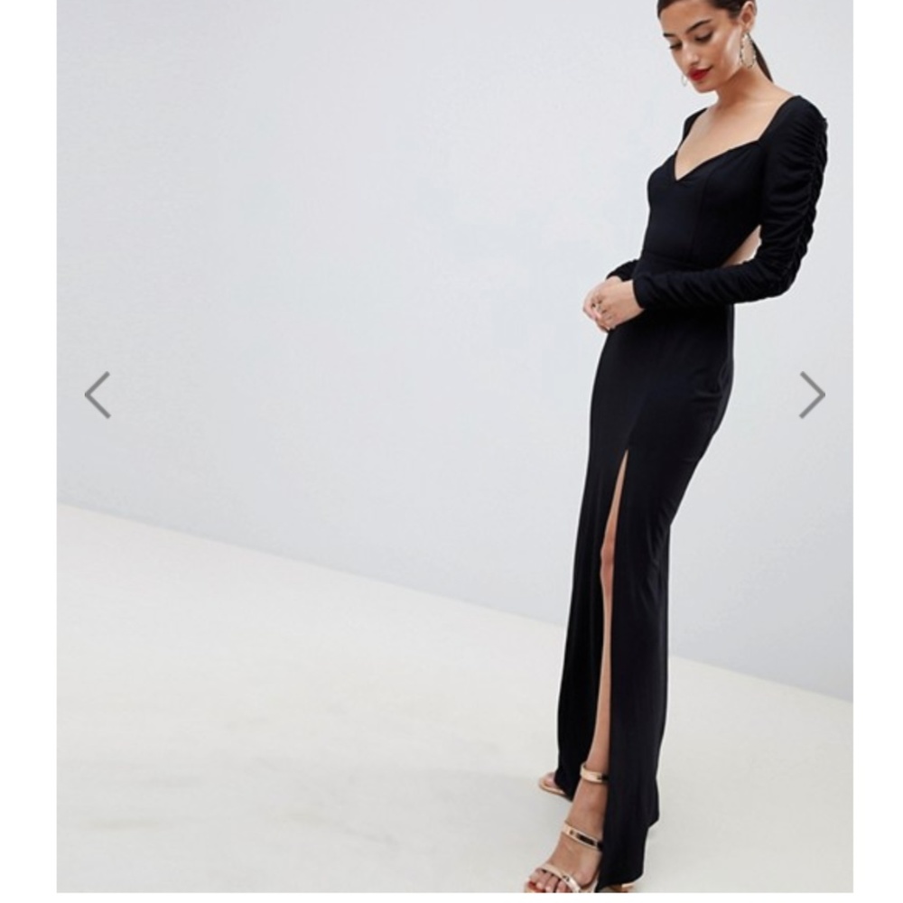 NWT ASOS RUCHED SLEEVE OPEN BACK MAXI DRESS